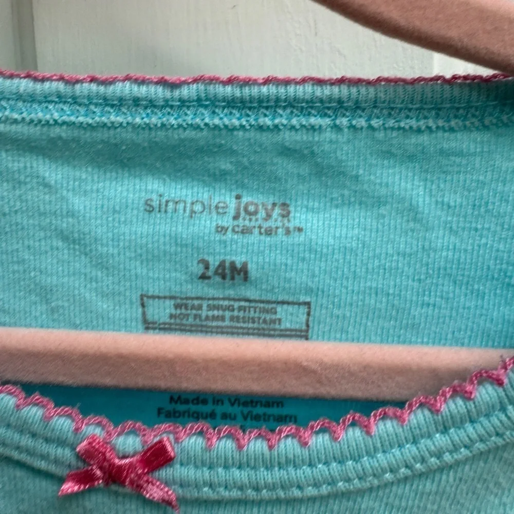 Simple Joys by Carter's 24M Girls Blue Bunny Hopping Bed Short Sleeve Pajama Top
